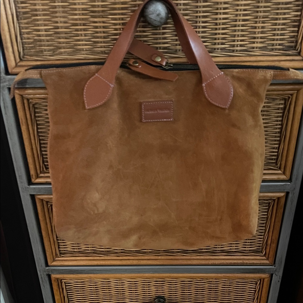 Parker Thatch Charlie Carmel Suede Leather Satchel